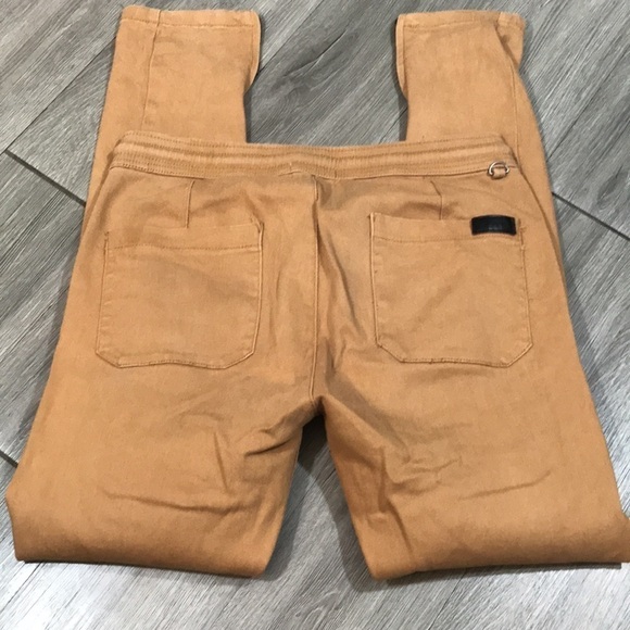 KDNK Camel Zip Ankle Pull-On Drawstring Cotton Stretch Twill Pants size M - Picture 3 of 9